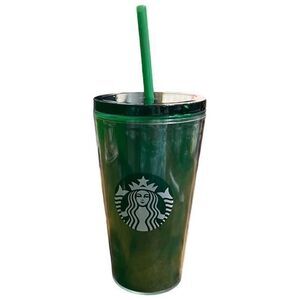 Starbucks 2021 Holographic Tumbler with Straw‎ 16oz Green Yellow